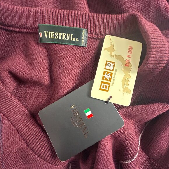 Viesteni Mens Burgundy Knit V-Neck Sweater Vest Large Pullover Japan Made New - Picture 3 of 9
